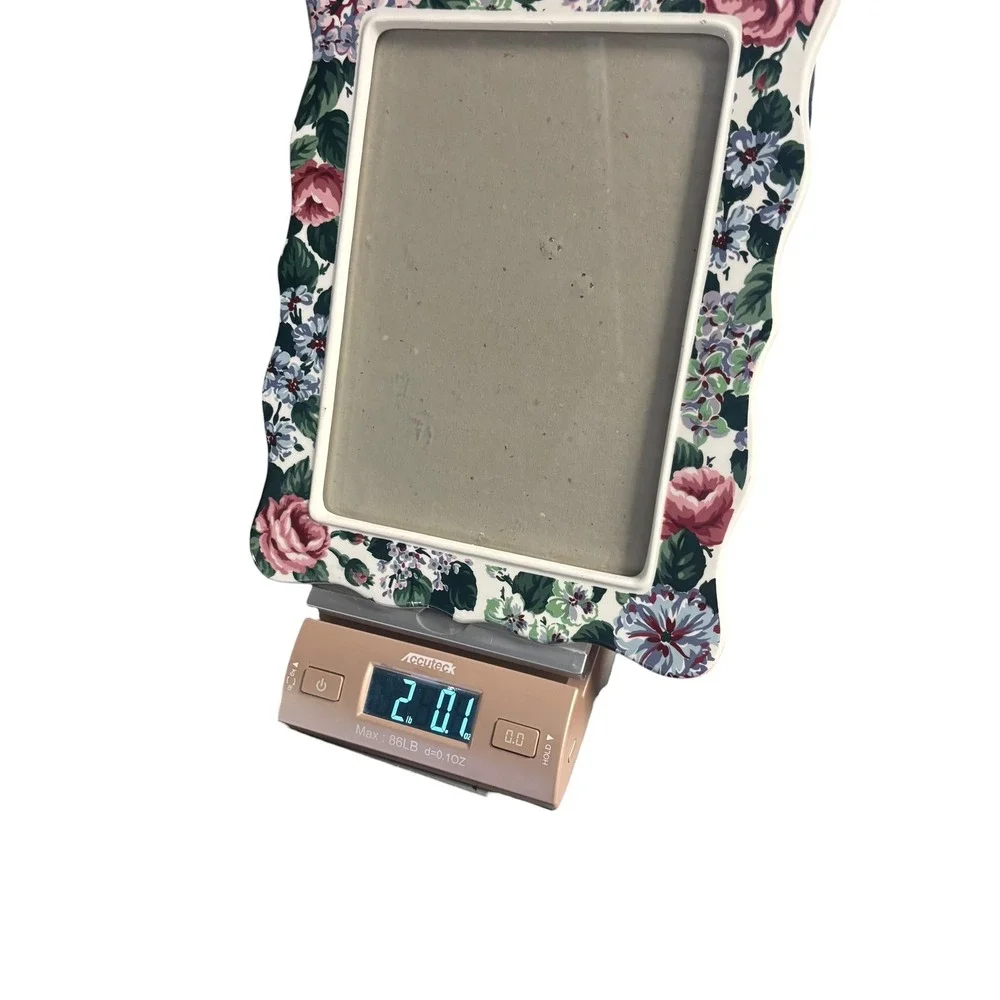 Vintage‎ Floral Ceramic Picture Frame Scalloped Edge Pink Rose Chintz 12x10